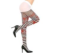 Widmann 29348 29348 Collants sang sang, rayés noir et blanc, avec taches de sang, 50 den, costume, fête à thème, carnaval, Halloween, femme, multicolore, taille unique adaptée à la plupart des adultes