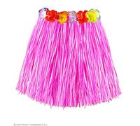 WIDMANN 33683 - Minijupe hawaïenne pour Femmes Adultes, avec Ceinture Florale, pour Les fêtes d'été, africaines, Les fêtes à thème, Longueur 45 cm, Taille Unique, Couleur Rose