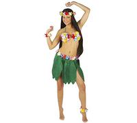Boland 52245 - Hawaii Rock Palmblätter, Minirock mit künstlichen Blättern und bunten Kunstblumen, Beachparty, Sommerfest, Karneval, Mottoparty, Hula Hula Hula
