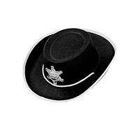 WIDMANN 37712 - Chapeau de Cow-Boy en Feutre pour Enfant, avec étoile de shérif, Wild West, Americana, Carnaval, fêtes à thème, Taille Unique, Couleur Noir