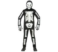 Widmann 3D Skeleton (Jumpsuit, Hooded Mask, Gloves) (140 cm / 8-10 Years) Black