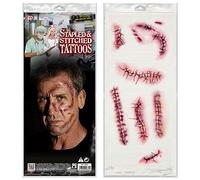 WIDMANN 40882 - Lot de 10 Tatouages, Points de Suture et sutures, Adulte Unisexe, Victimes, Franken, Pirates, Halloween, Carnaval