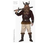 Widmann Déguisement viking Velkan, manteau, pantalon, ceinture, casque, couvre-bottes, M Orange