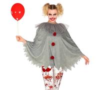 Widmann 48151 48151 Déguisement de clown horreur Poncho Joker Fête à thème Halloween Femme Multicolore Taille unique Convient à la plupart des adultes