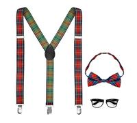 WIDMANN MILANO PARTY FASHION W 68551 - Ensemble de déguisement Nerd, bretelles, nœud papillon et lunettes, collège, écolière, carnaval, fête à thème