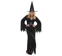 Widmann 76801?Black Witch Costume, Ceinture, Robe et Chapeau