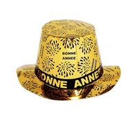 WIDMANN 7990Q - Chapeau Haut de Forme Unisexe Adulte Bonne Année, réveillon du Nouvel an, Couleur Or