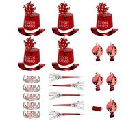 WIDMANN 8010I - Kit de fête BUON Anno pour 10 Personnes, Adulte Mixte, 5 cylindres, 5 couronnes, 5 trompettes sonores, 5 Langues sonores, 10 serpentins, réveillon du Nouvel an, Couleur Rouge