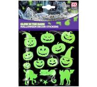 WIDMANN 86851 - Autocollants décoratifs phosphorescents pour Halloween, citrouilles, Chats, étoiles, décorations, soirées à thème, 21x15 Cm