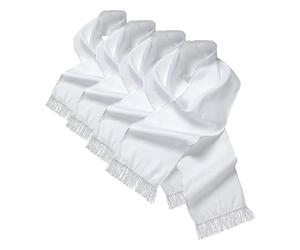 WIDMANN 9148S - Châle en satin blanc, 140 x 26 cm, accessoire de costume Charleston, pour les fêtes à thème et les carnavals (Lot de 4)