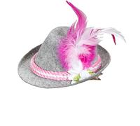 Widmann 95710 - Minifedora edelweiss, blanc/rose, en feutre, costume traditionnel, fête de la bière, pince à cheveux, chapeau, coiffe, accessoire, carnaval, fête à thème