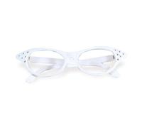 WIDMANN 96672 - Lunettes des années 50 avec Strass, Femme Adulte, collège, Rock'n'Roll, Carnaval, fêtes à thème, Couleur Blanc