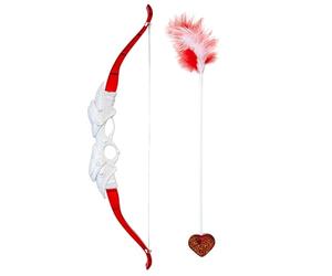 Widmann - AC0060 - Arc et Fleche Cupidon 47 cm | Accessoire « ange de l'amour » avec pointe en forme de cœur et plume rouge, accessoire pour soirées à thème