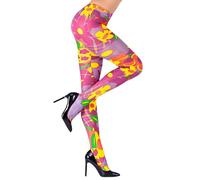 W WIDMANN MILANO Party Fashion - Collants avec motif à fleurs, 40 DEN, hippie, fleurs, costume