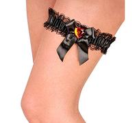 Widmann - AC1020/NOIR - Jarretiere dentelle noire avec coeur rouge/rose