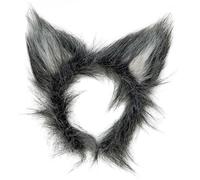 W WIDMANN MILANO Party Fashion 2324W - Serre-tête oreilles de loup, en peluche, noir/gris, accessoires pour déguisements, accessoires, loup-garou, fête à thème, carnaval