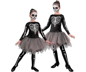 Widmann Ballerina Skeleton (Tutu Dress) (128 cm / 5-7 Years) Black