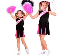 Widmann Black/Pink Cheerleader (Dress) (128 cm / 5-7 Years) Black