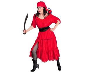 Widmann Caribbean Wench (Dress, Belt, Bandana, Eye-Patch) (M) Red