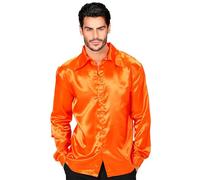 Widmann Chemise disco années 70 en satin Orange Taille S
