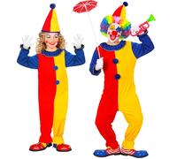 Widmann Clown (Jumpsuit, Hat) (140 cm / 8-10 Years) Different Colors