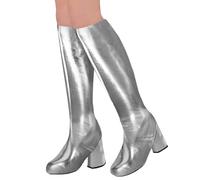 Widmann - Couvre-bottes, Surchaussures, Accessoire déguisement, Accessoire, Disco Fever, Carnaval, Argent