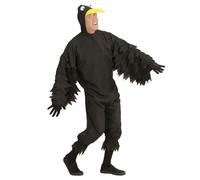W WIDMANN MILANO Party Fashion – Costume Corbeau – Combinaison en peluche noire à capuche – Homme