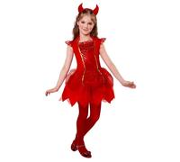 Widmann Devil (Dress, Horns) (128 cm / 5-7 Years) Red