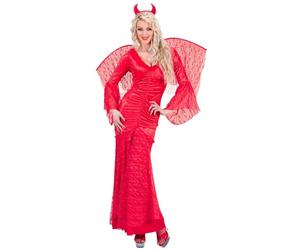 Widmann Devilin Velvet & Lace (Dress, Wings, Horns) (M) Red