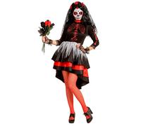 Widmann – Déguisement Mariée Dia de los Muertos – robe et voile fleuri – Taille M, couleurs variées