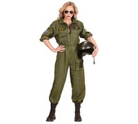 Widmann Déguisement pilote de combat – Combinaison verte Taille S