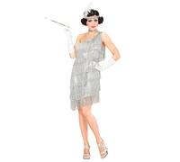 Widmann Flapper (Dress, Choker, Headband With Feather) (M) Silver