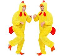 Widmann - Déguisement Funny Chicken - combinaison à capuche avec masque - XL (h 190 cm) - Blanc