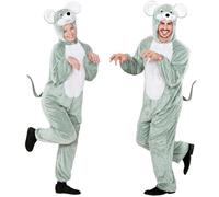 Widmann – Déguisement Funny Mouse – Combinaison avec capuche et masque – M (165 cm) Gris