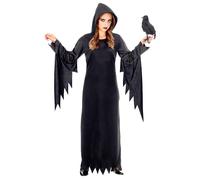 Widmann Gothic Queen (Hooded Dress) (158 cm / 11-13 Years) Black