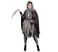 Widmann Grim Reaper (Bones Dress, Tights & Gloves, Hooded Cape, Chains) (158 cm