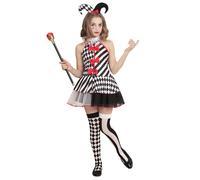Widmann Harlequin (Dress, Mini Hat) (158 cm / 11-13 Years) Different Colors
