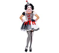 Widmann Harlequin (Dress, Ruff, Cuffs, Mini Hat) (XS) Black