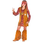 Widmann Hippie (Dress, Vest, Headband, Fringe Boot Covers) (128 cm / 5-7 Years)