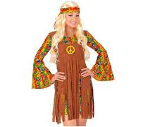 W WIDMANN MILANO Costume hippie fille – robe, gilet, bandeau, chaîne avec signe de paix – Carnaval