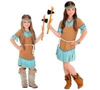Widmann Indian Girl (Dress, Belt, Headband) (116 cm / 4-5 Years) Brown