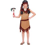 Widmann Indian Girl (Dress, Belt, Headband) (128 cm / 5-7 Years) Brown