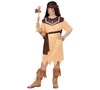 Widmann Indian Girl (Dress, Belt, Headband) (140 cm / 8-10 Years) Brown
