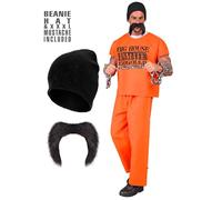 Widmann Inmate (Shirt, Pants, Cap, Moustache) (XXL) Orange