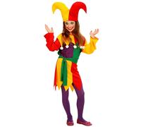 Widmann Jolly Jester (Dress, Belt, Hat) (140 cm / 8-10 Years) Different Colors
