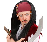 Widmann Karneval - Perruque pirate des Caraïbes avec bandana et perles en pochette