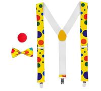 Widmann - Kit de déguisement Clown, Bretelles, Noeud Papillon et Nez, Carnaval, fête à thème, Anniversaire, Cirque