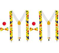 WIDMANN MILANO PARTY FASHION W Ensemble de déguisement clown, bretelles, nœud papillon et nez, carnaval, fête à thème, anniversaire, cirque