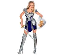 Widmann Costume chevalier femme Robe avec armure et jambières Argent Taille S