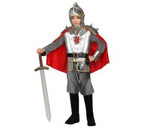 Widmann Knight (Tunic With Armour & Cape, Belt, Helmet) (140 cm / 8-10 Years) Di